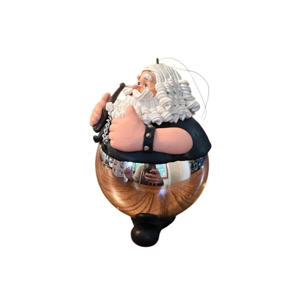 Dept 56 Christmas Santa Biker Round Ornament Tattoo VTG Born to Be Wild 18447 6